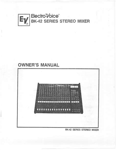 Electro-Voice BK Series Manual pdf manual